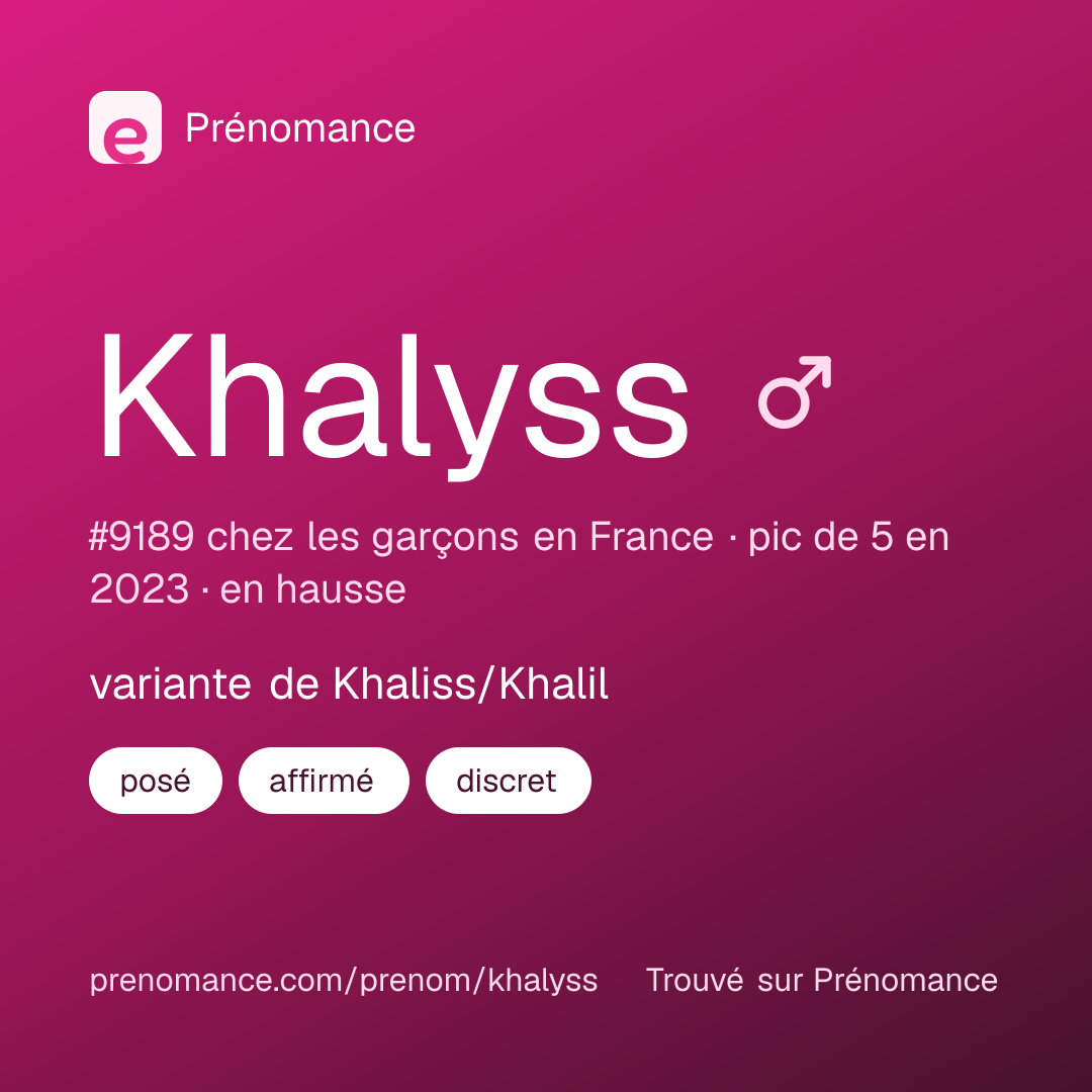 Carte de partage du prénom Khalyss