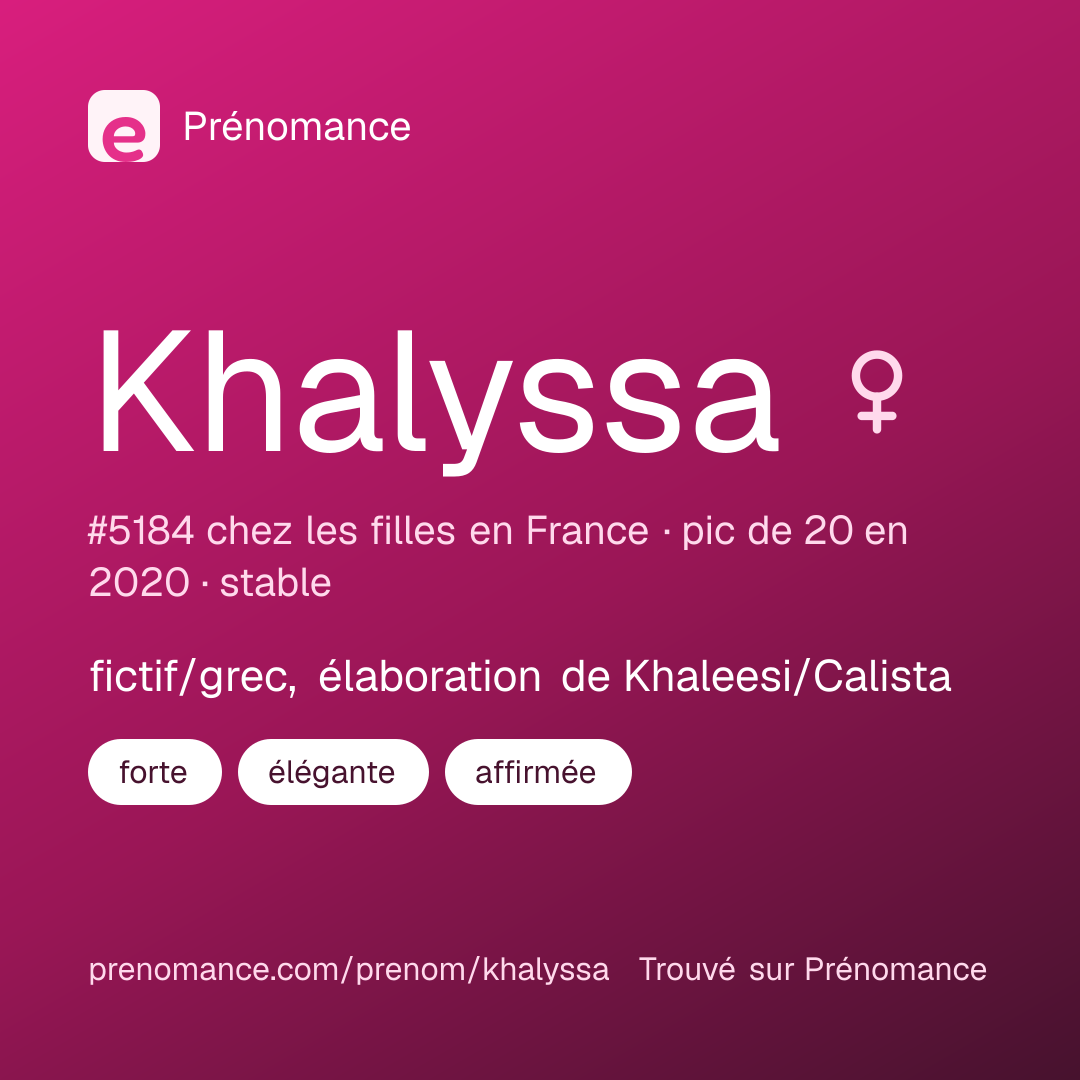 Carte de partage du prénom Khalyssa