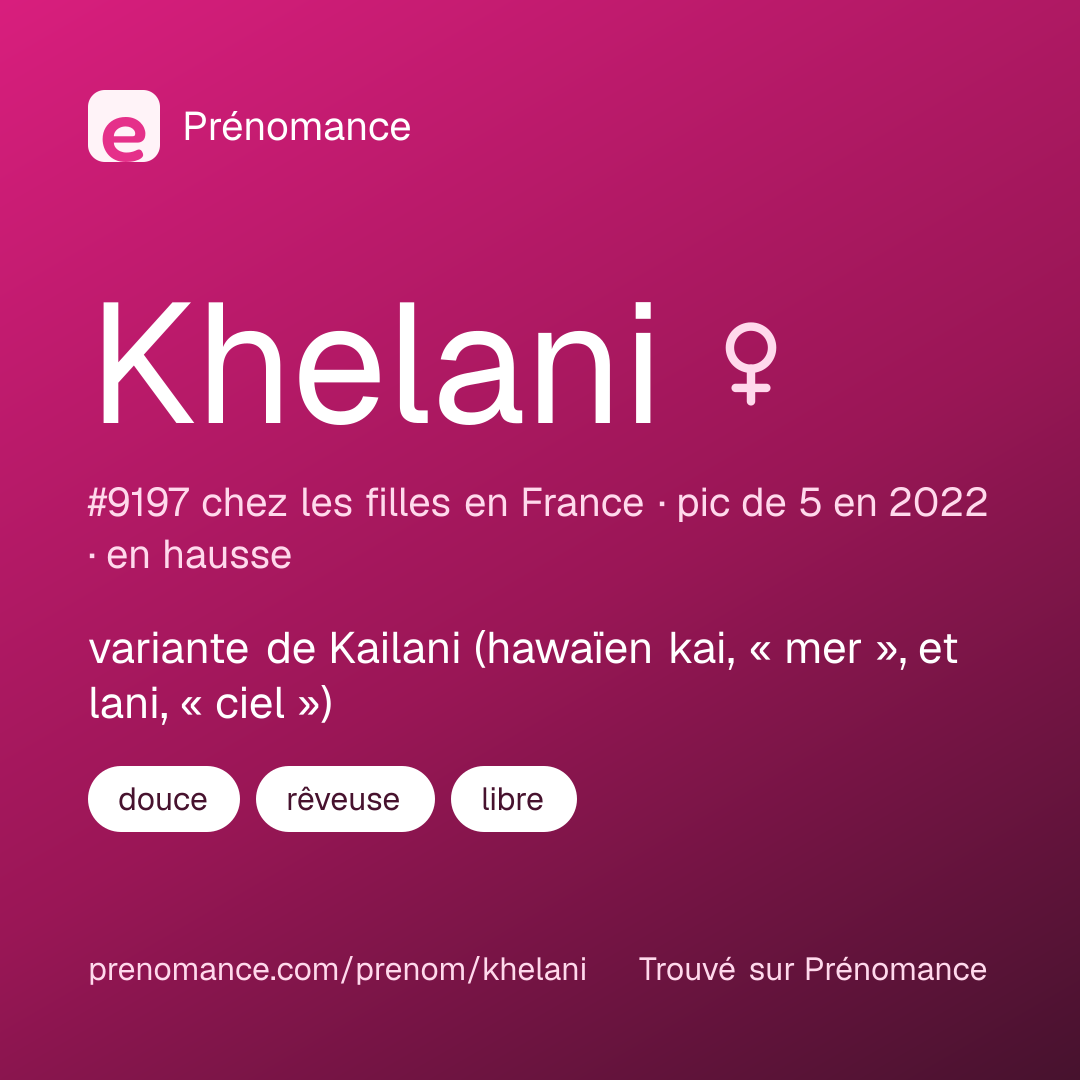 Carte de partage du prénom Khelani