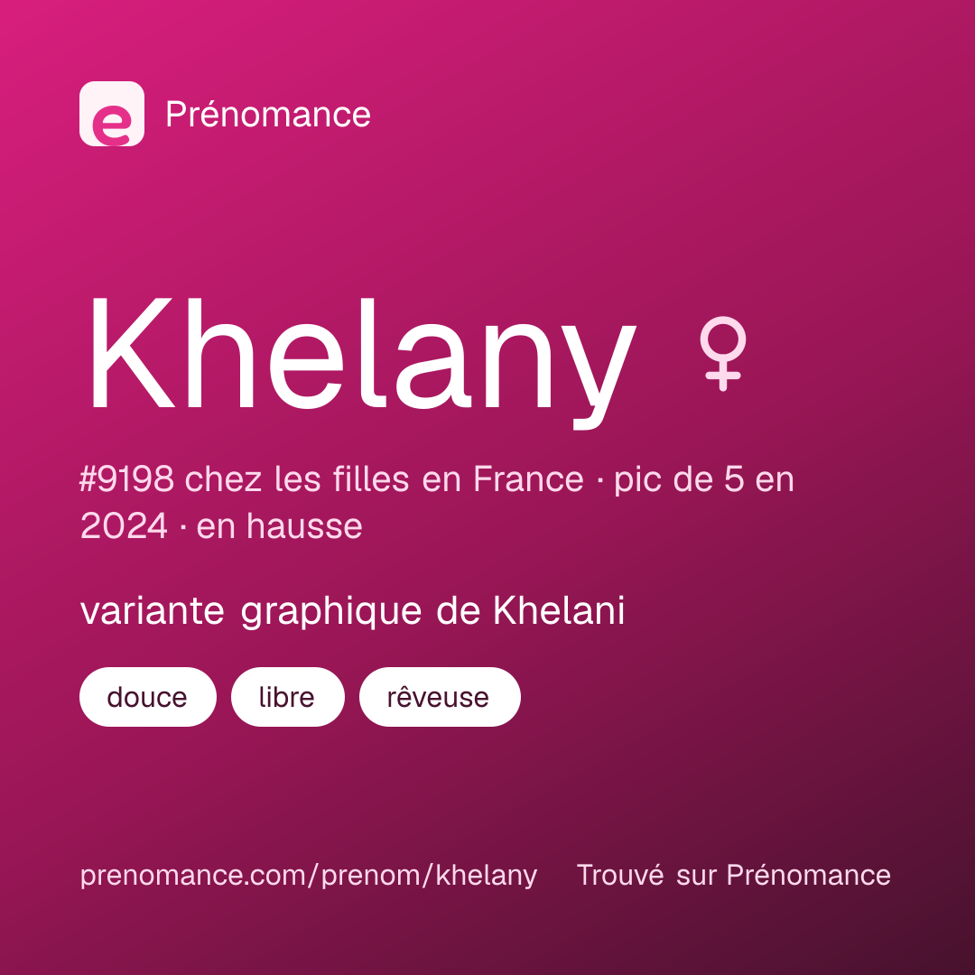 Carte de partage du prénom Khelany