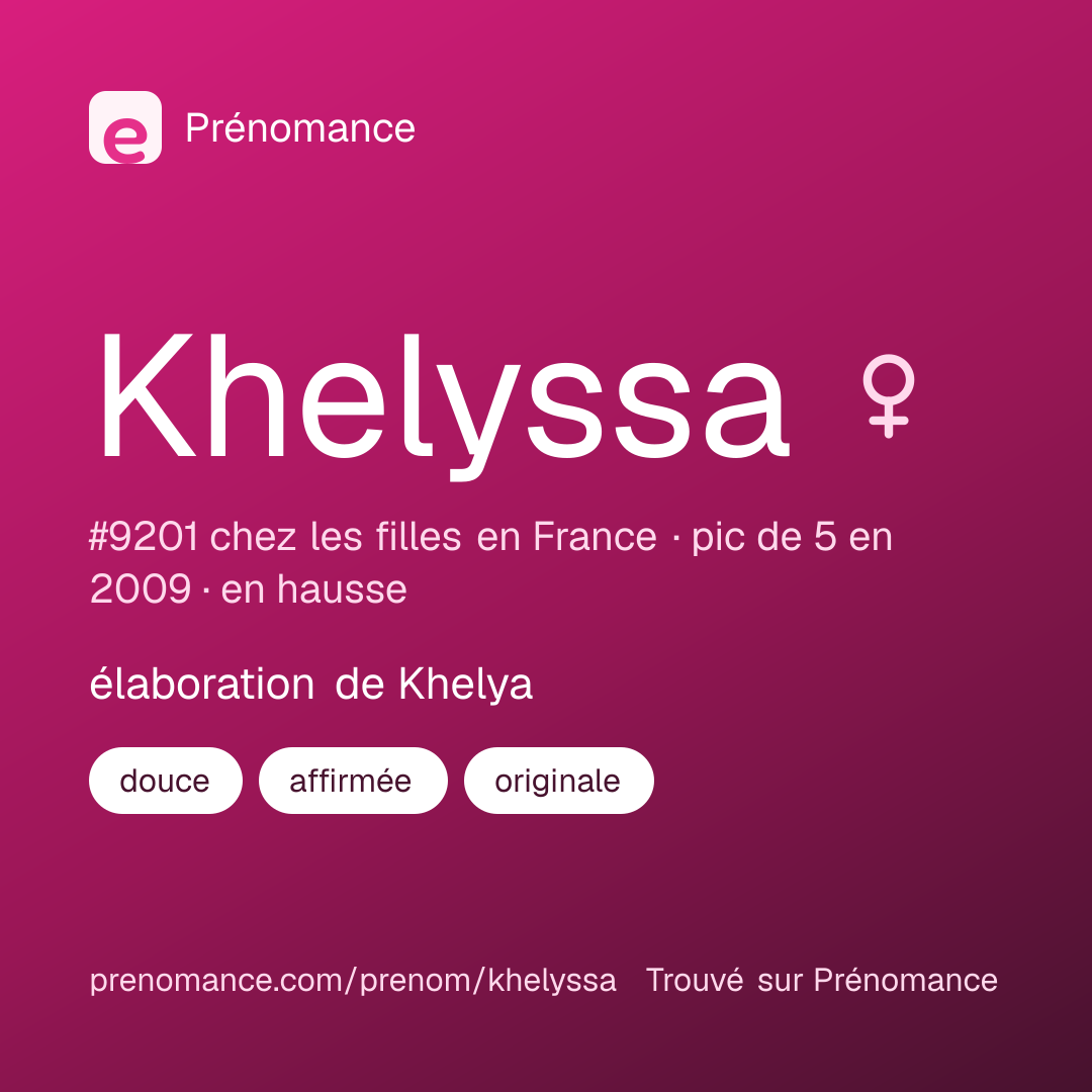 Carte de partage du prénom Khelyssa