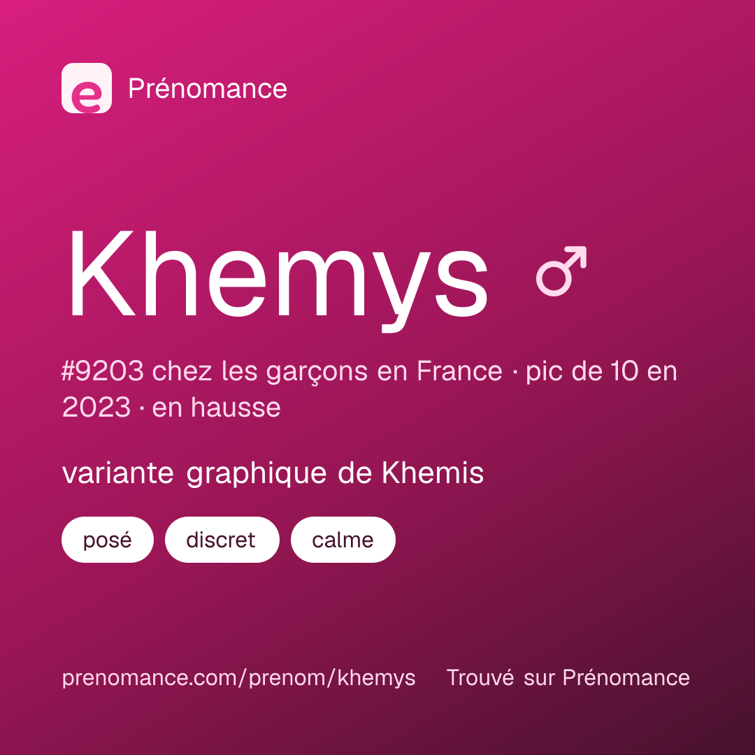 Carte de partage du prénom Khemys