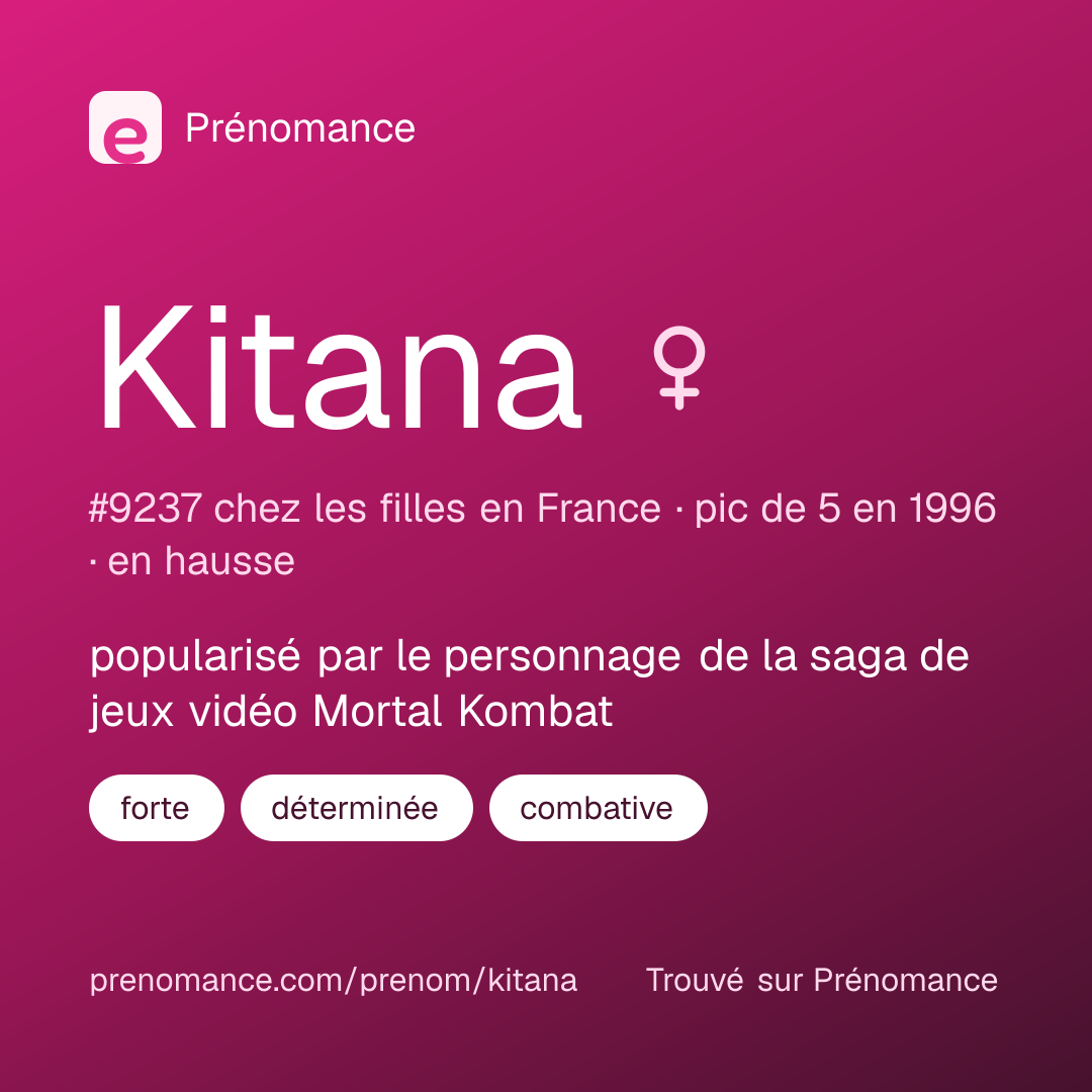 Carte de partage du prénom Kitana