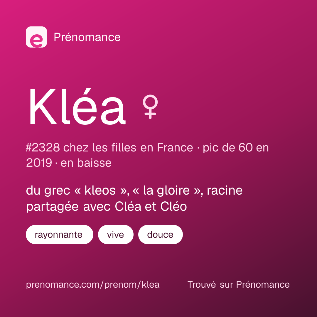 Carte de partage du prénom Kléa