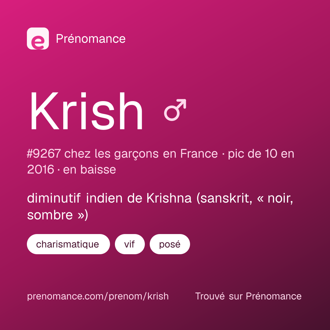Carte de partage du prénom Krish