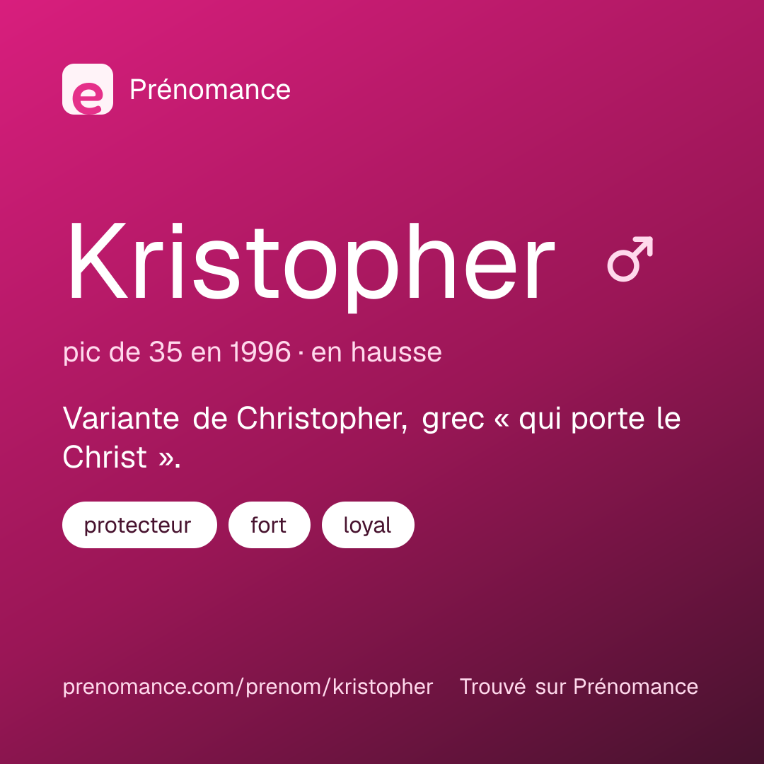 Carte de partage du prénom Kristopher