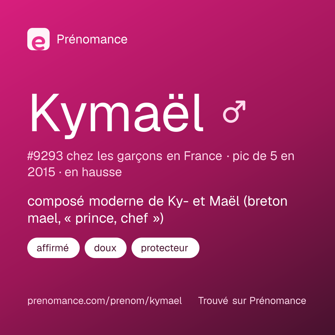 Carte de partage du prénom Kymaël