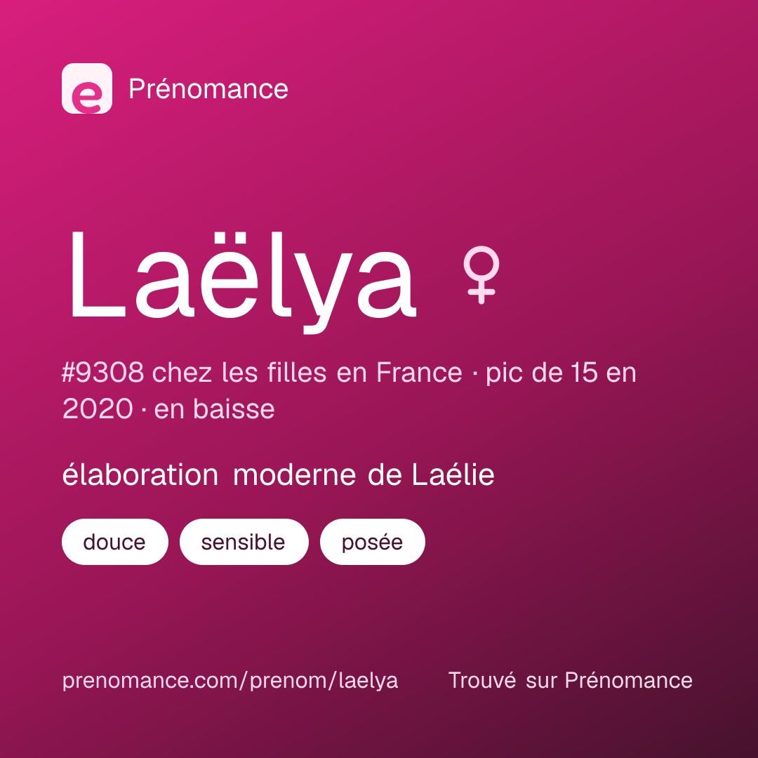 Carte de partage du prénom Laëlya