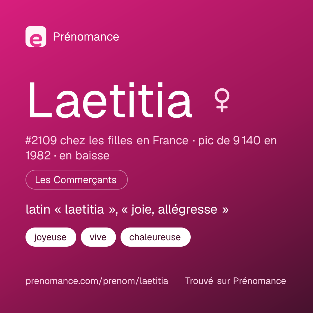 Carte de partage du prénom Laetitia