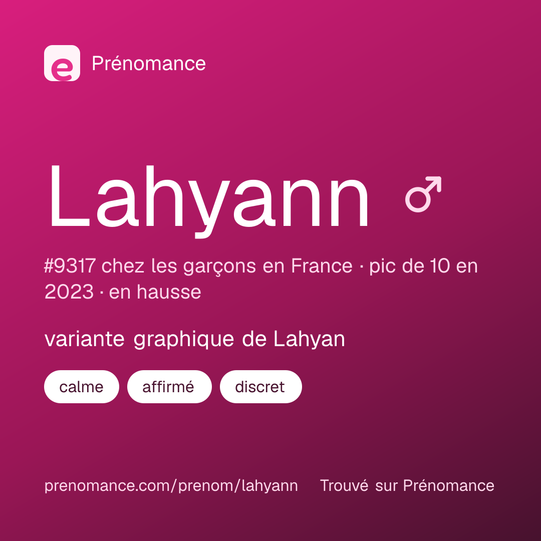 Carte de partage du prénom Lahyann