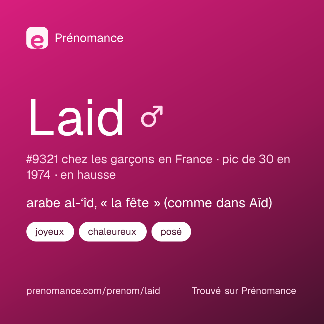 Carte de partage du prénom Laid