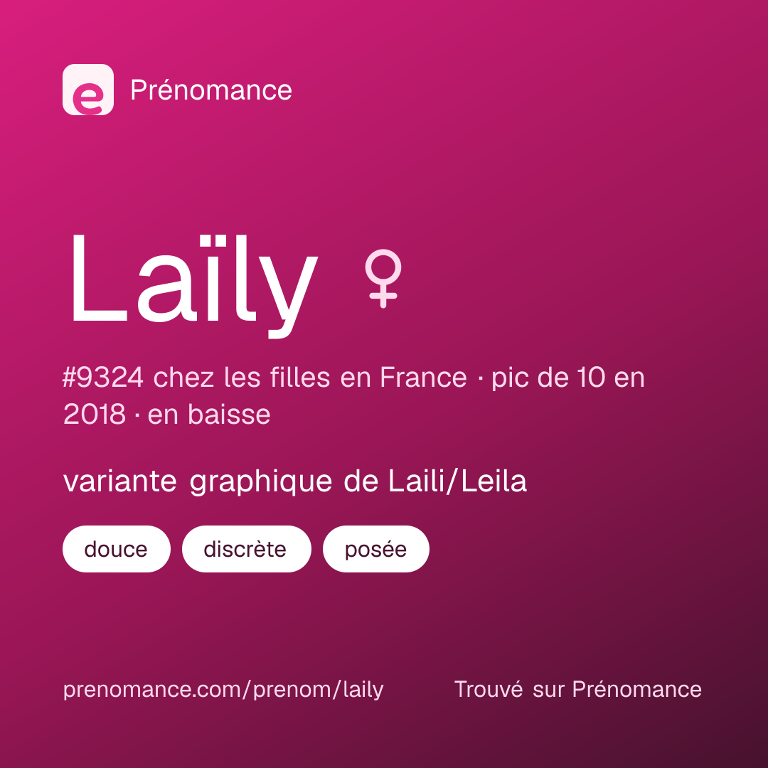 Carte de partage du prénom Laïly