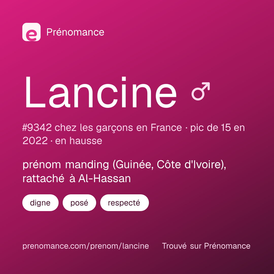 Carte de partage du prénom Lancine
