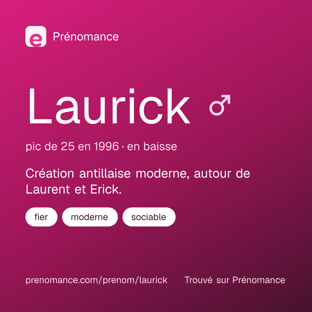 Carte de partage du prénom Laurick