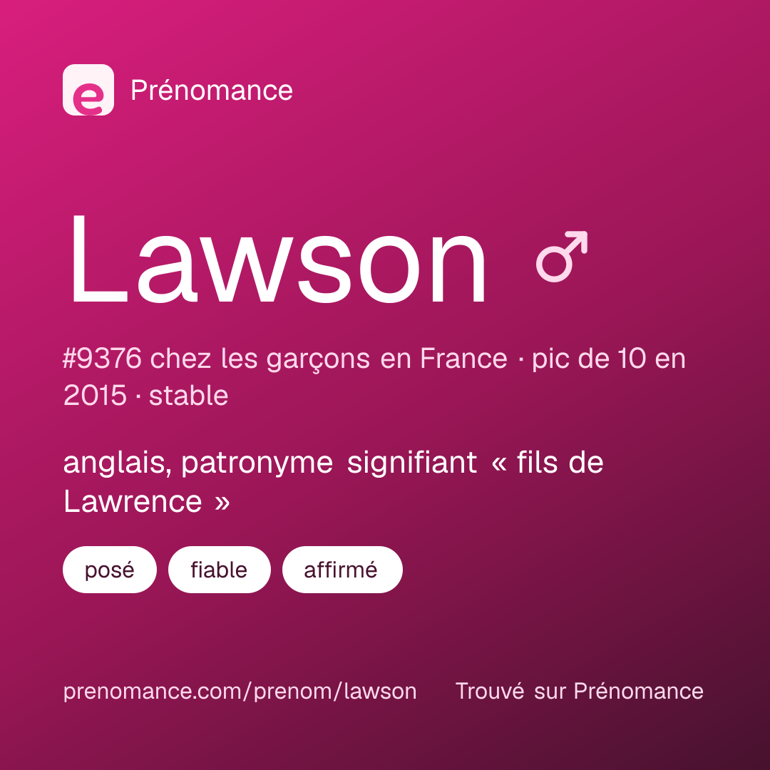 Carte de partage du prénom Lawson