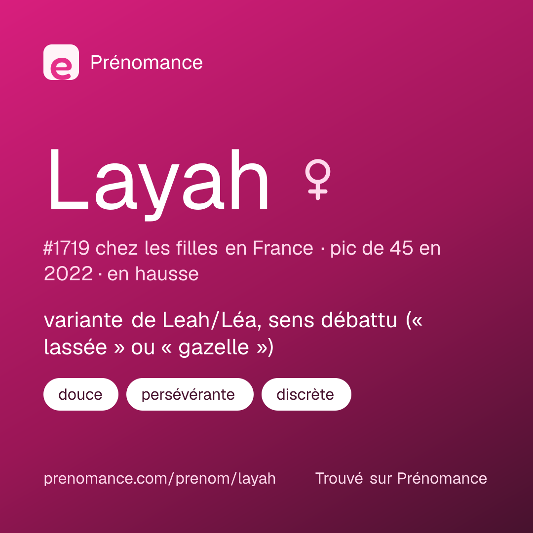 Carte de partage du prénom Layah