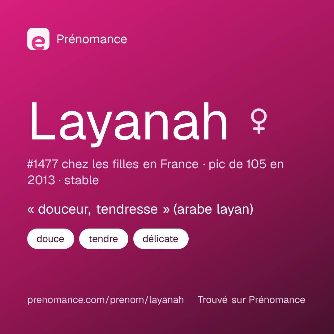 Carte de partage du prénom Layanah
