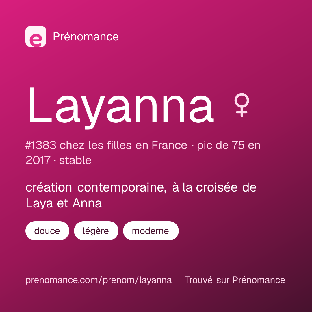 Carte de partage du prénom Layanna