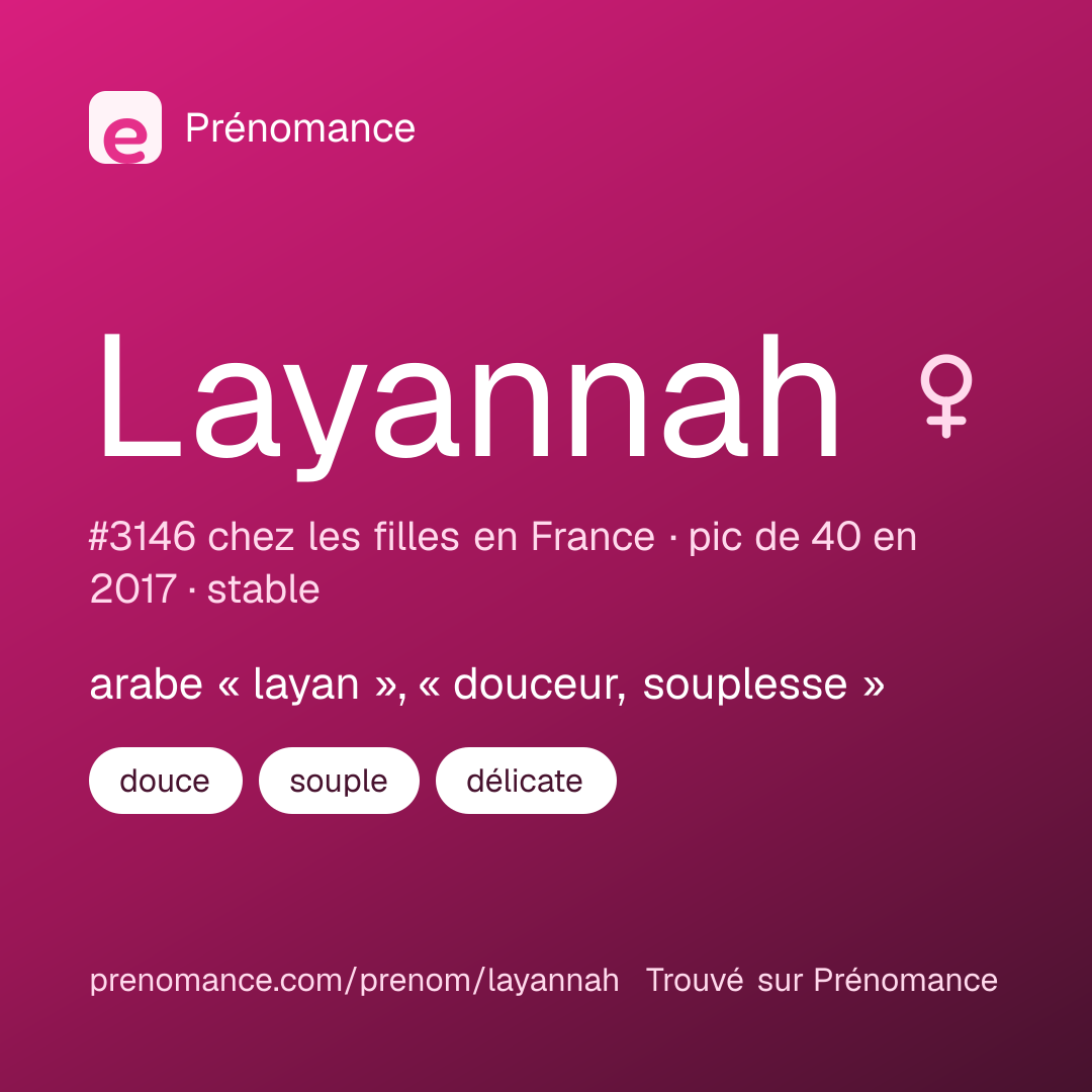 Carte de partage du prénom Layannah