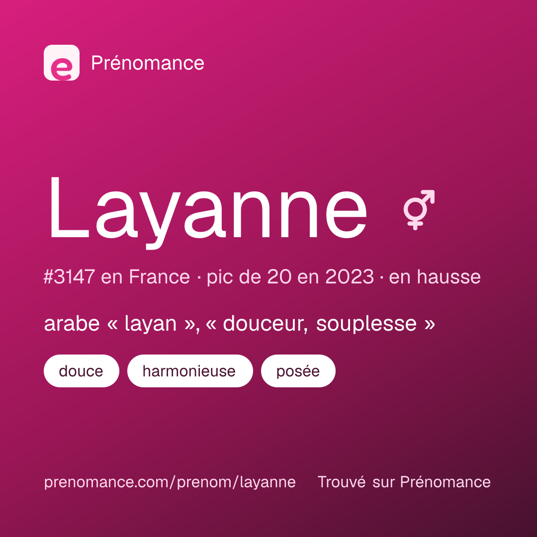 Carte de partage du prénom Layanne