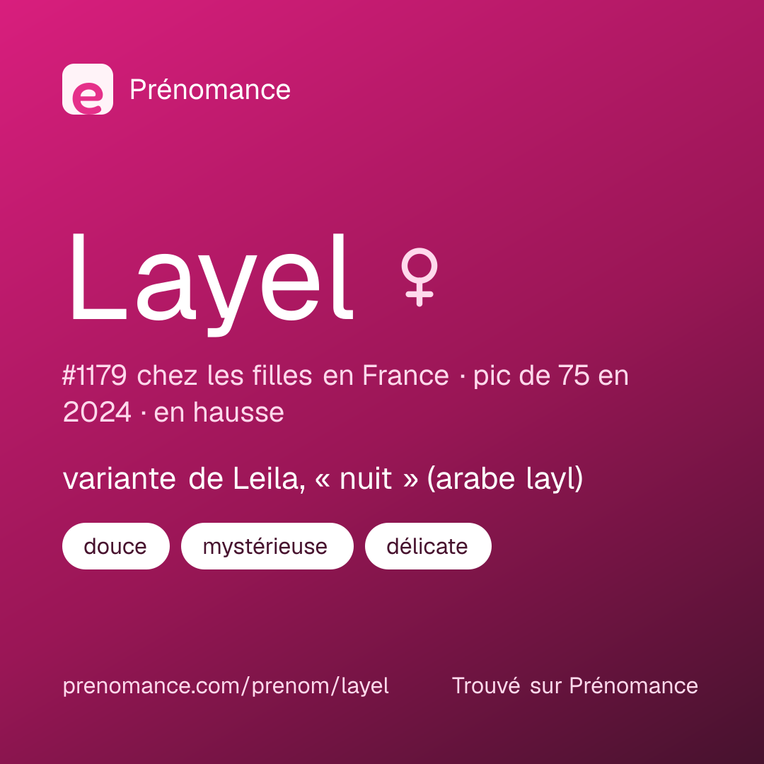 Carte de partage du prénom Layel