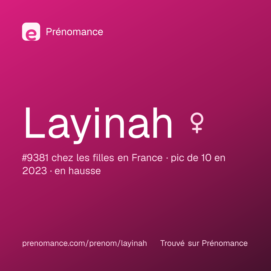 Carte de partage du prénom Layinah