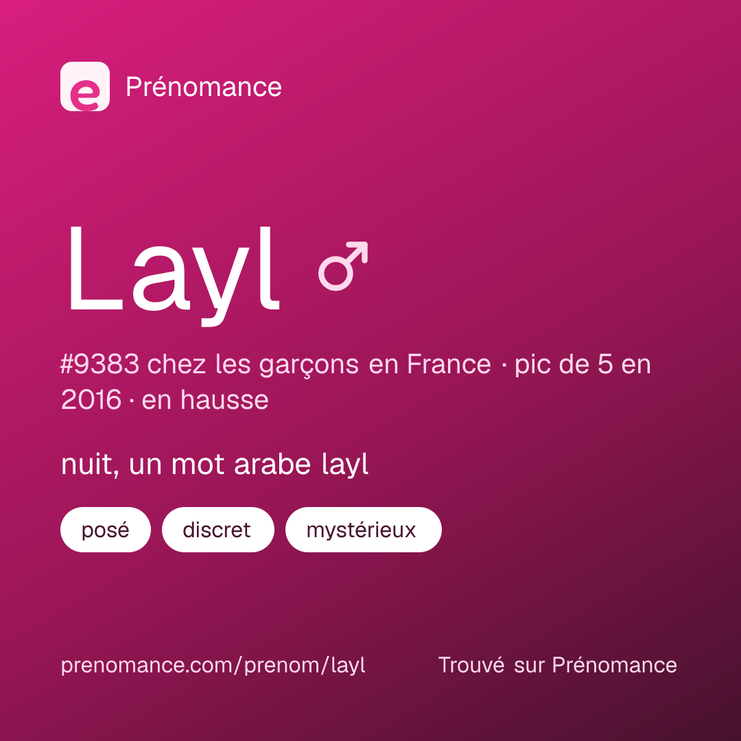 Carte de partage du prénom Layl
