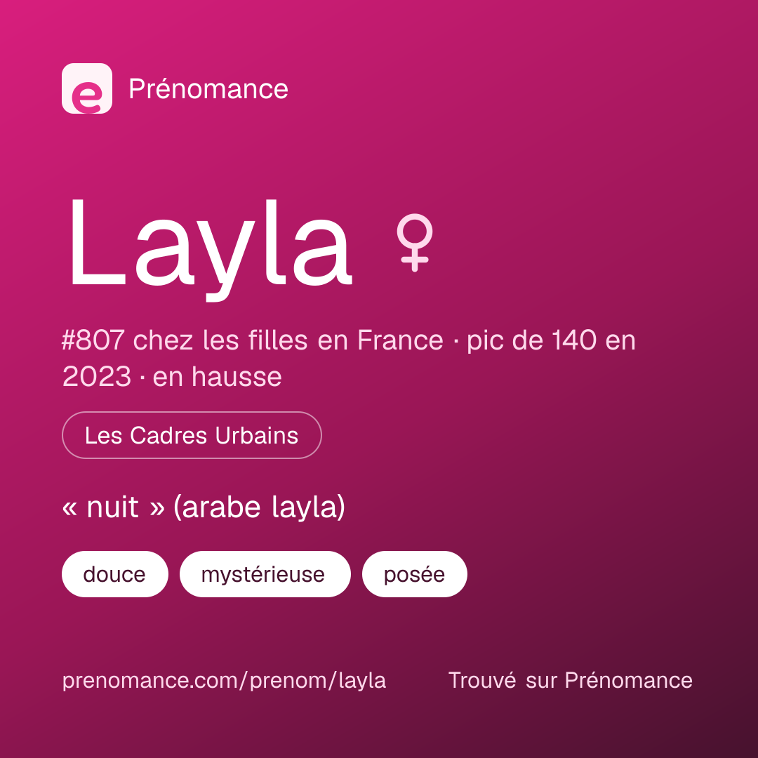 Carte de partage du prénom Layla