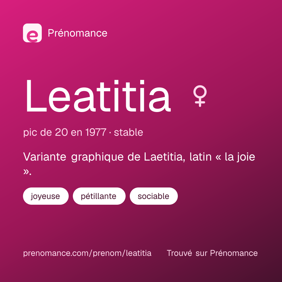 Carte de partage du prénom Leatitia