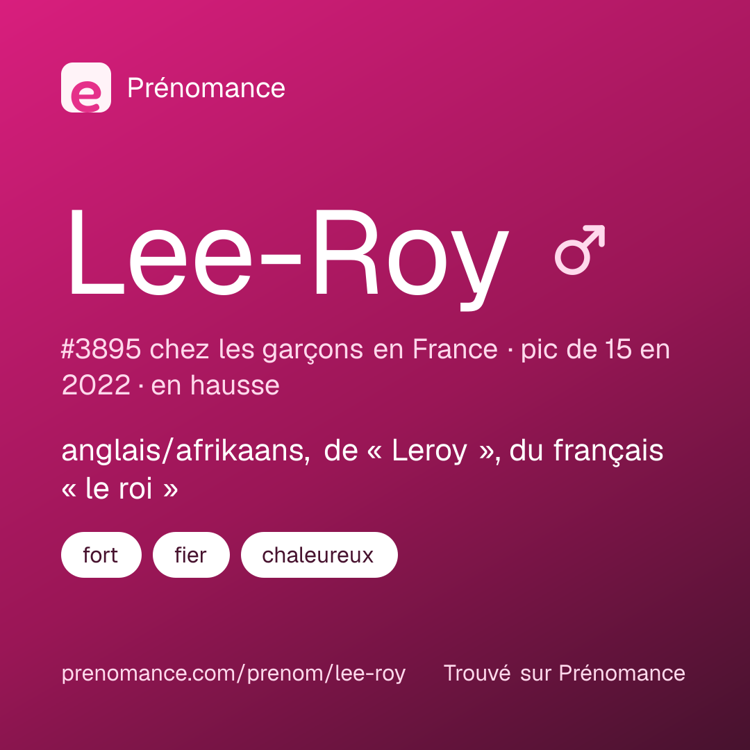 Carte de partage du prénom Lee-Roy
