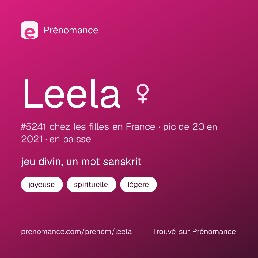 Carte de partage du prénom Leela