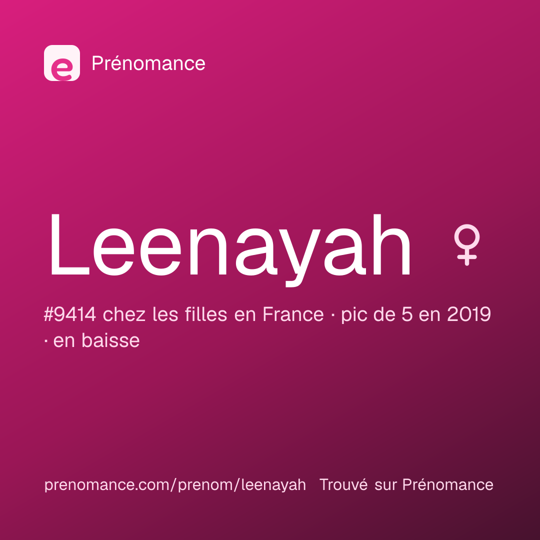 Carte de partage du prénom Leenayah
