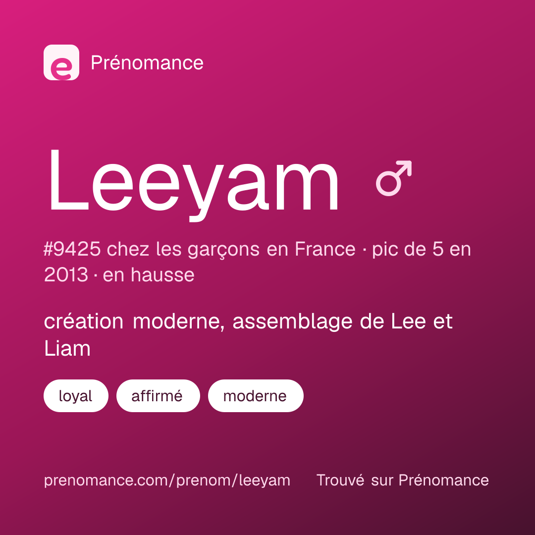 Carte de partage du prénom Leeyam