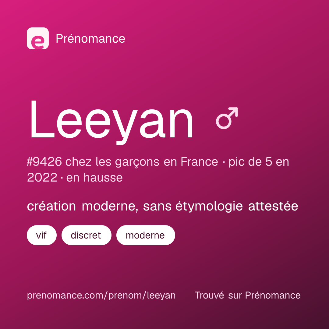 Carte de partage du prénom Leeyan