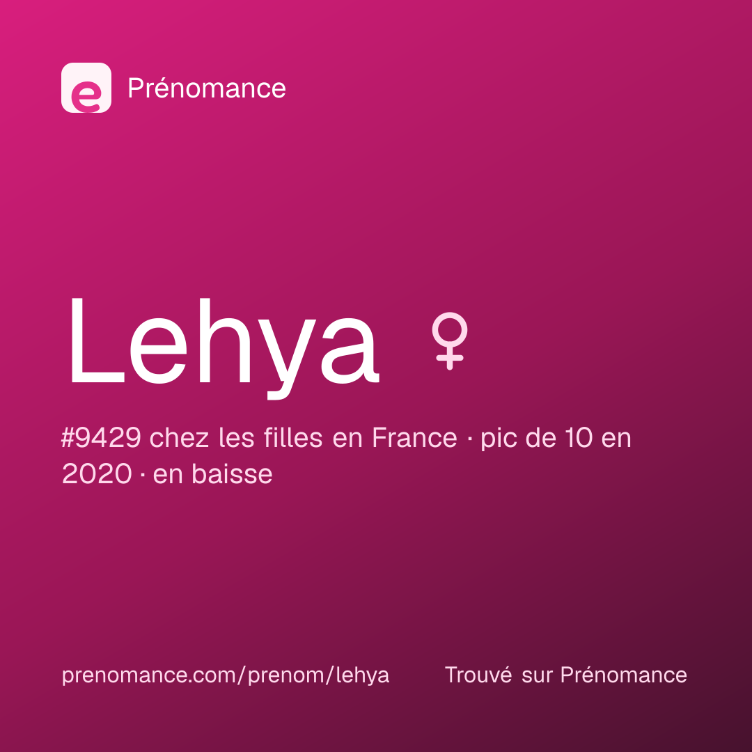 Carte de partage du prénom Lehya