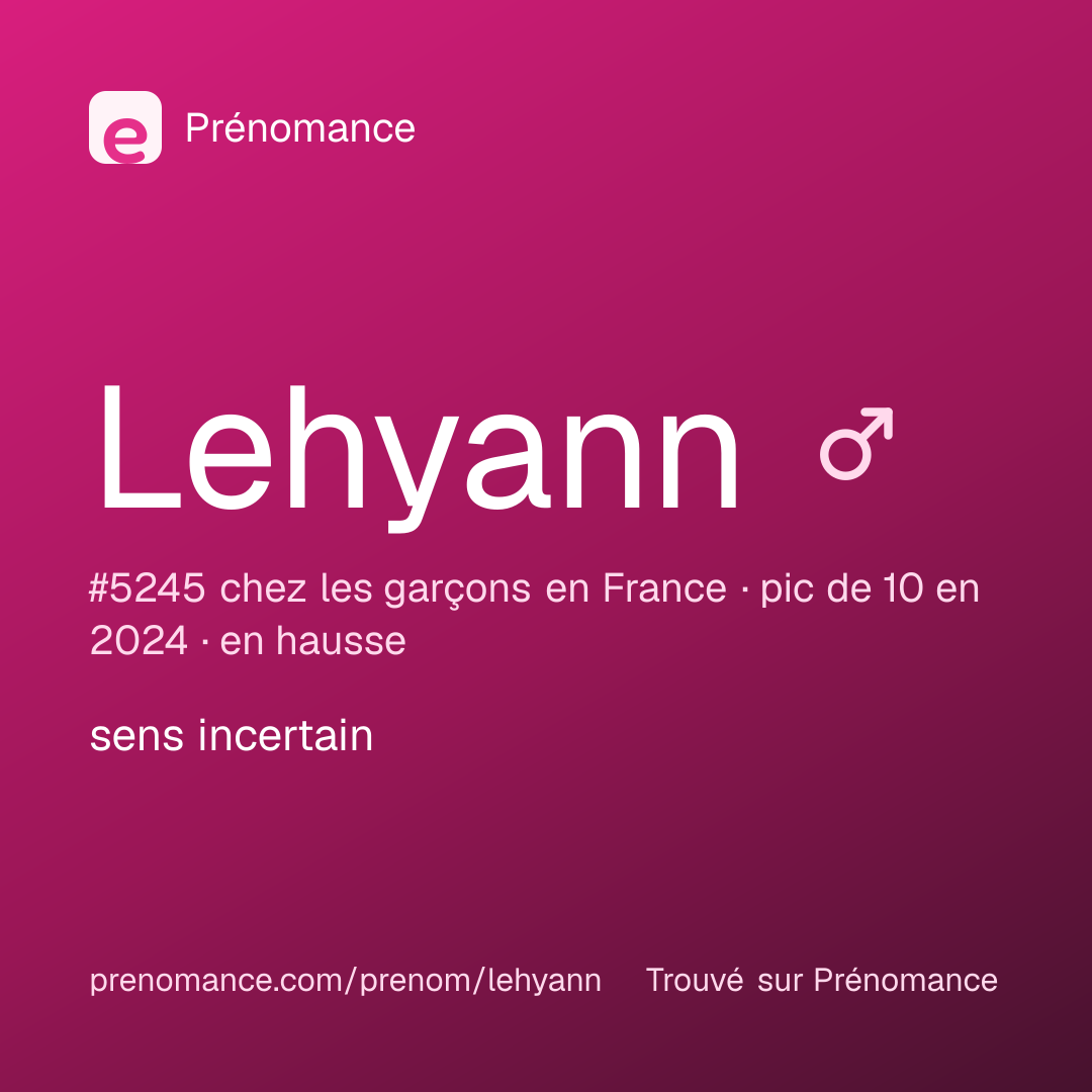 Carte de partage du prénom Lehyann