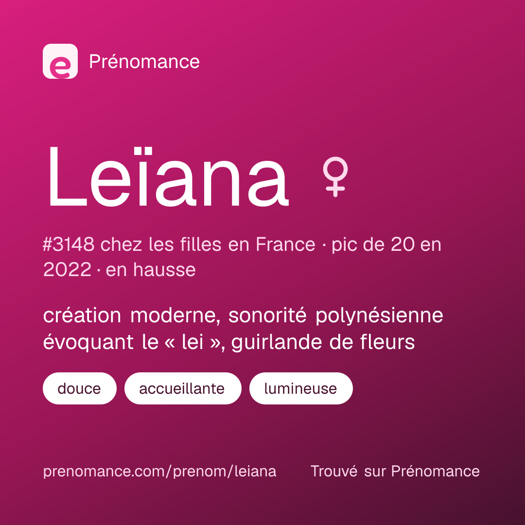 Carte de partage du prénom Leïana