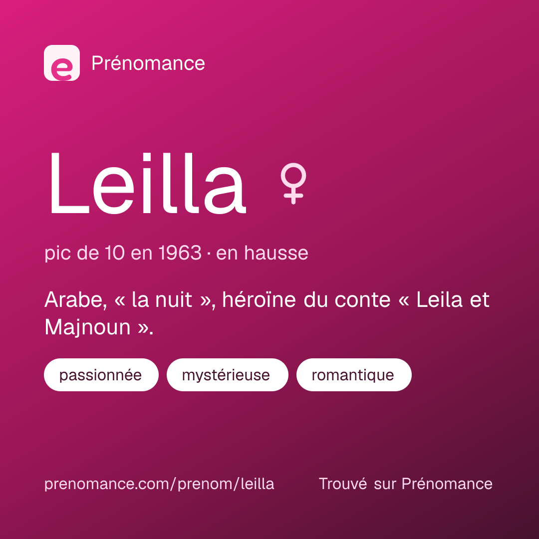 Carte de partage du prénom Leilla
