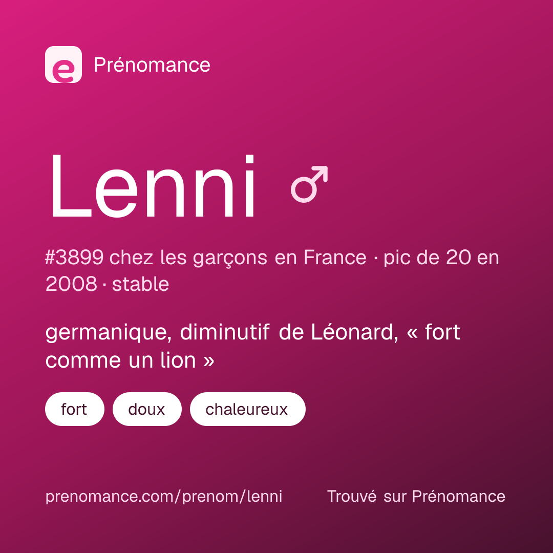 Carte de partage du prénom Lenni