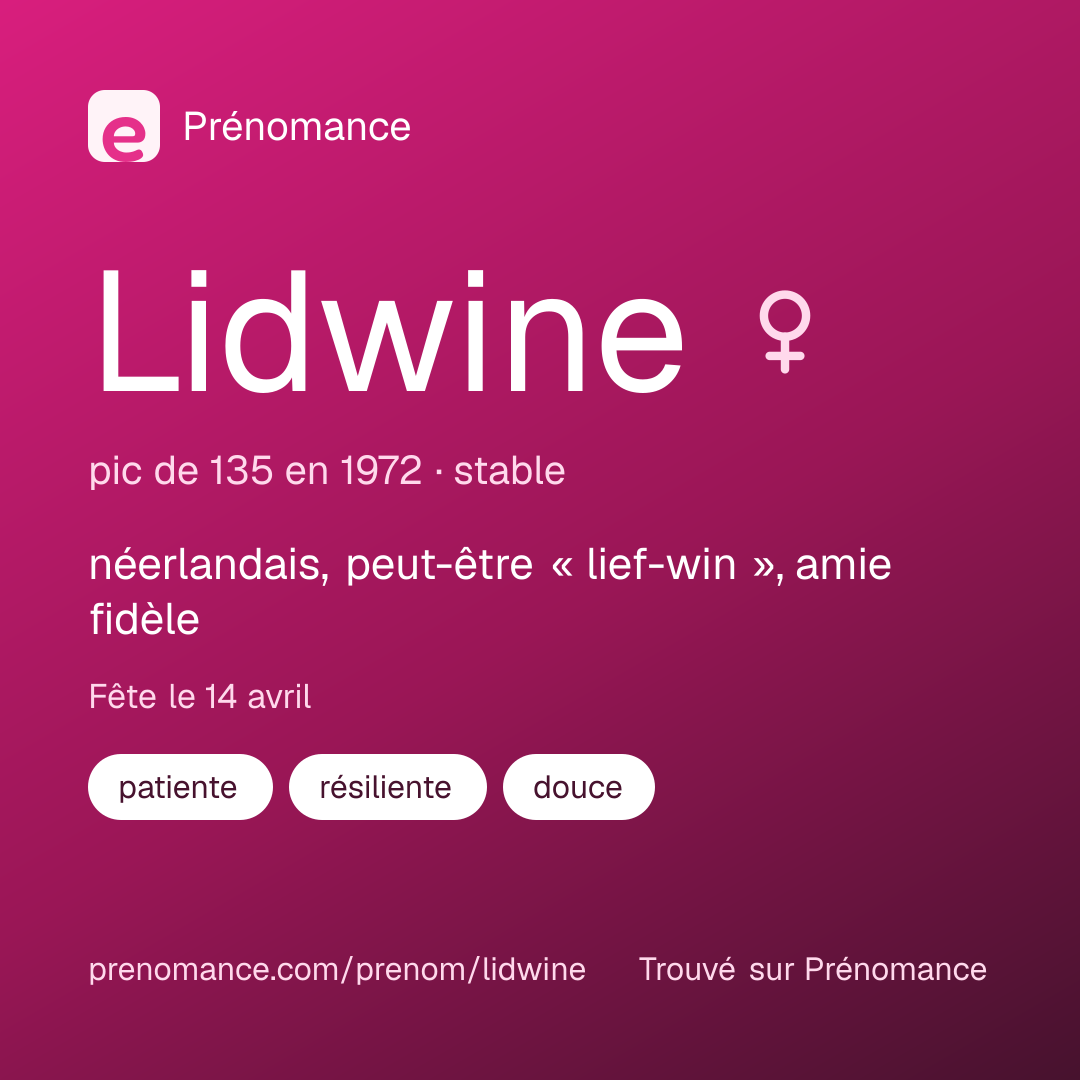 Carte de partage du prénom Lidwine