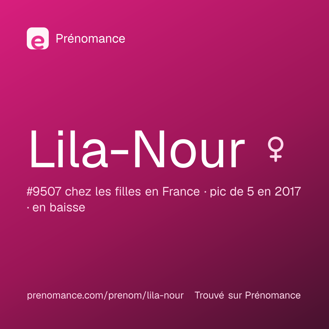 Carte de partage du prénom Lila-Nour
