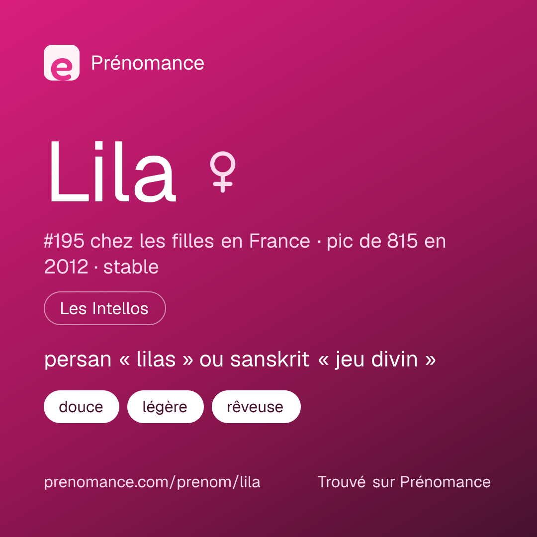 Carte de partage du prénom Lila