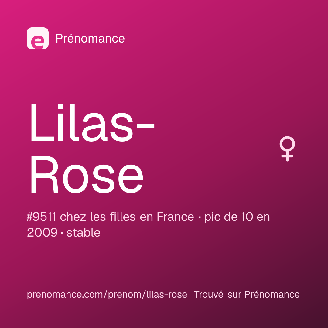Carte de partage du prénom Lilas-Rose