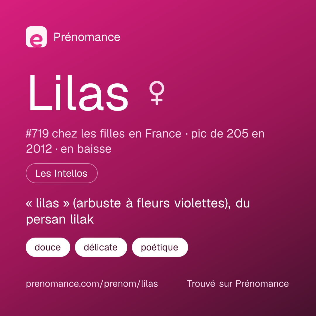 Carte de partage du prénom Lilas