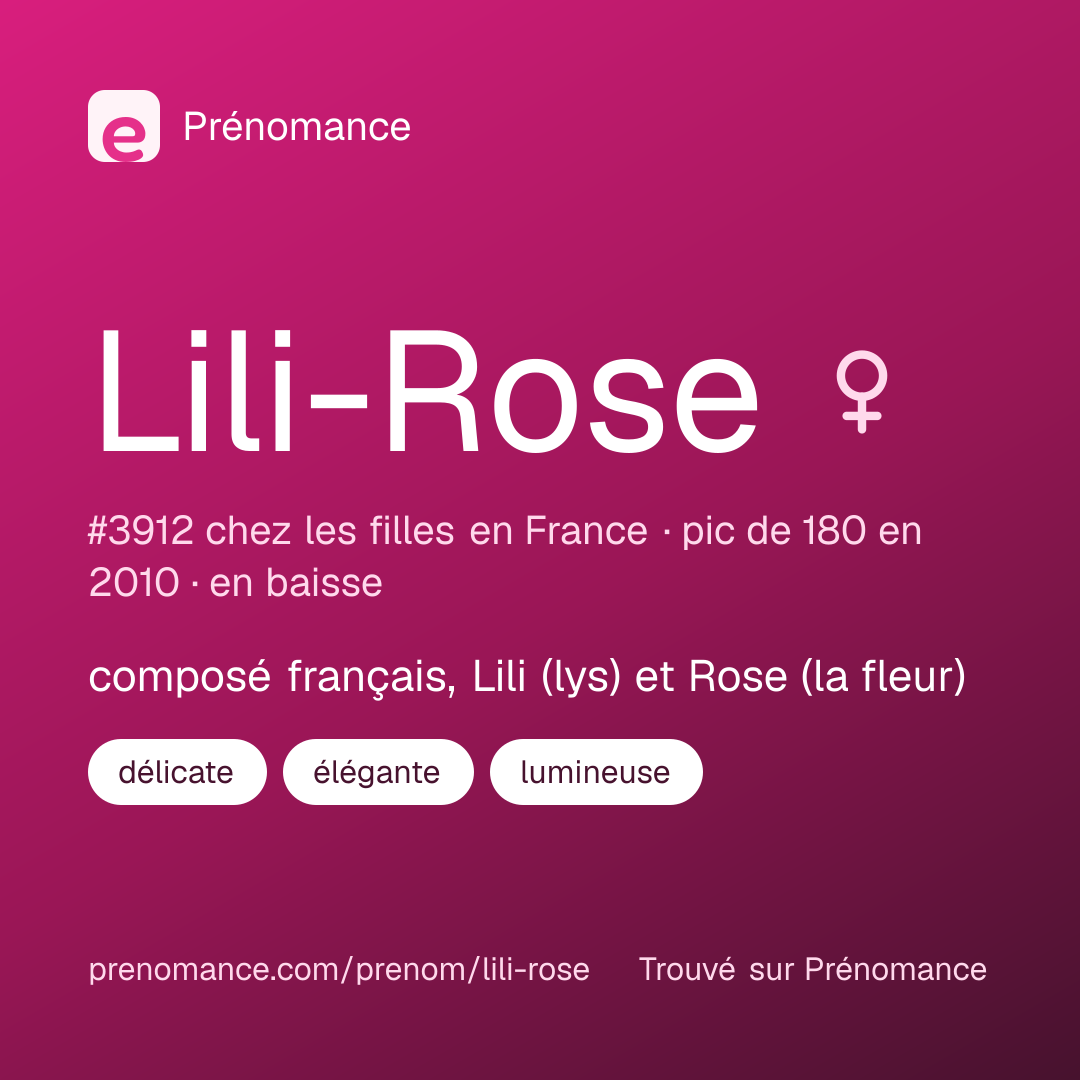 Carte de partage du prénom Lili-Rose