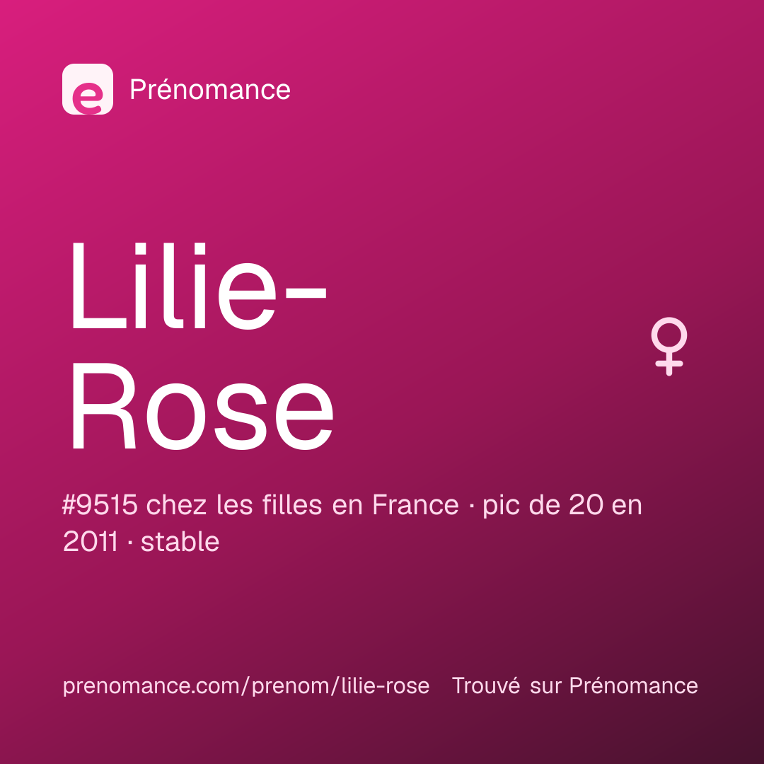 Carte de partage du prénom Lilie-Rose