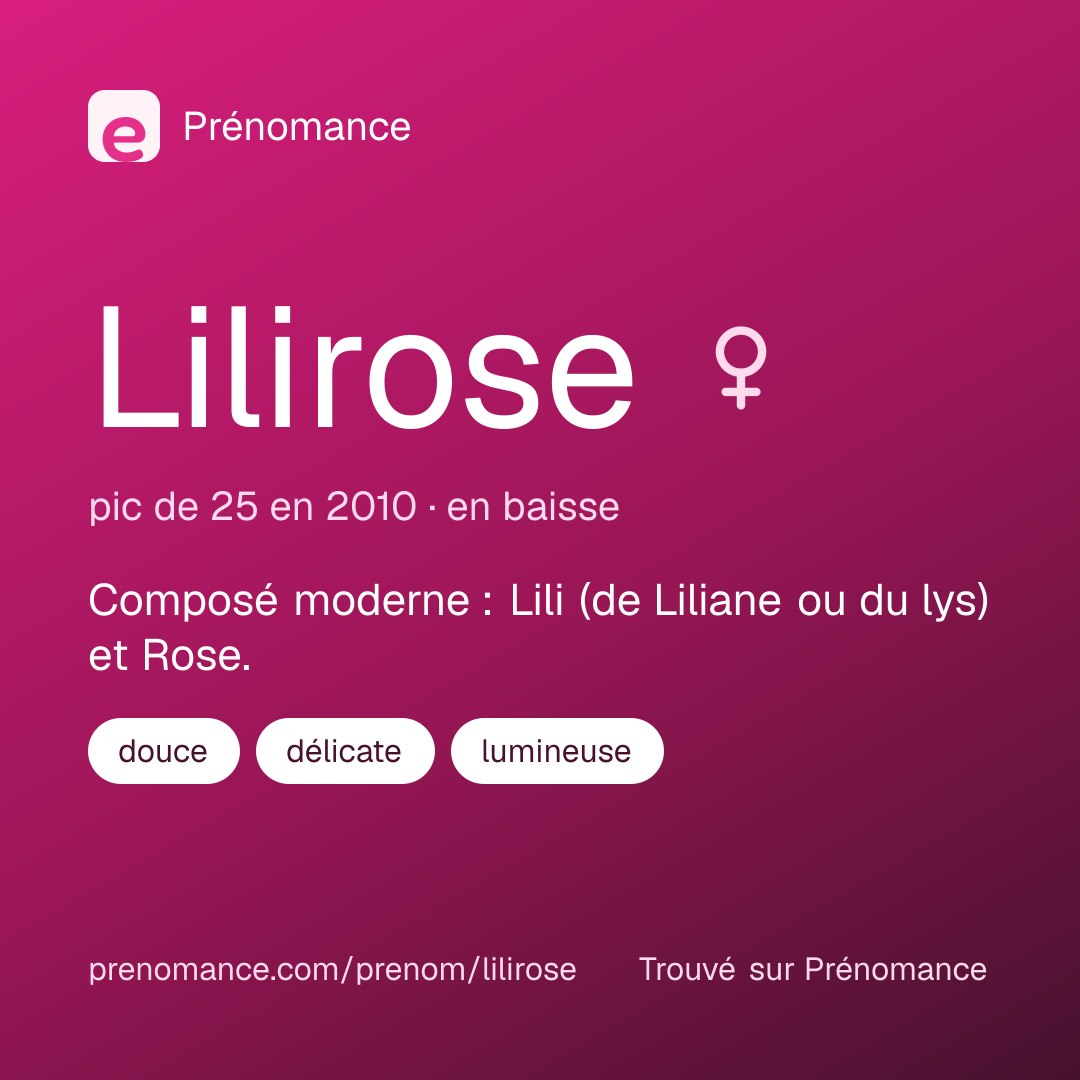 Carte de partage du prénom Lilirose
