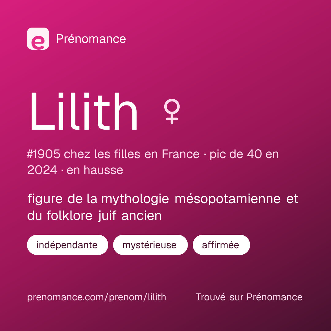 Carte de partage du prénom Lilith