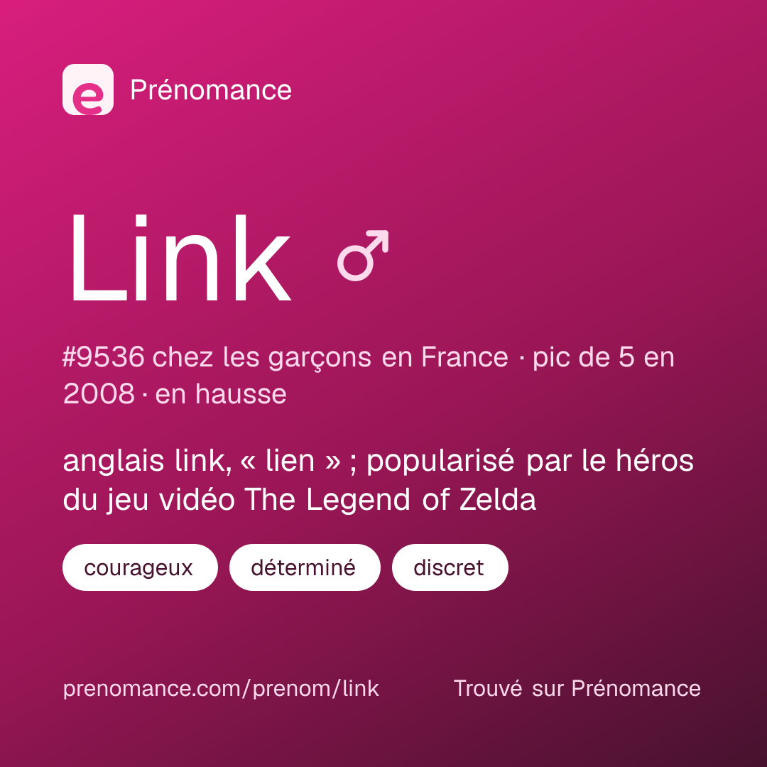 Carte de partage du prénom Link