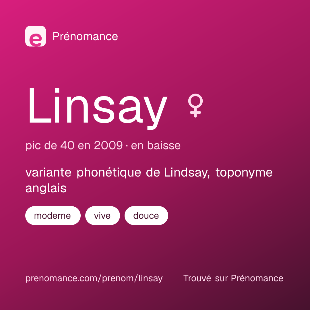 Carte de partage du prénom Linsay